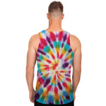 Bright Swirl Tie Dye Print Men's Tank Top