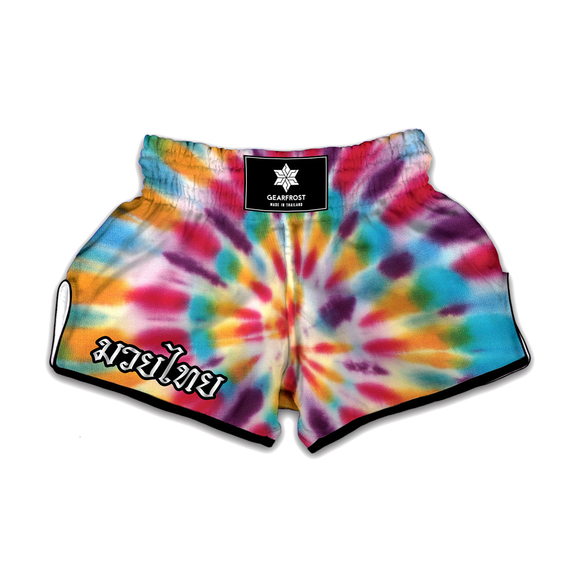 Bright Swirl Tie Dye Print Muay Thai Boxing Shorts