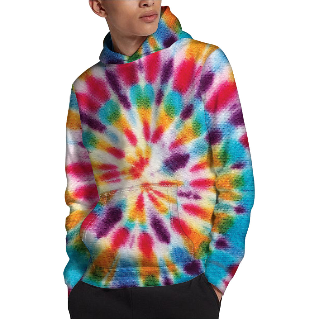 Bright Swirl Tie Dye Print Pullover Hoodie