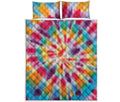Bright Swirl Tie Dye Print Quilt Bed Set