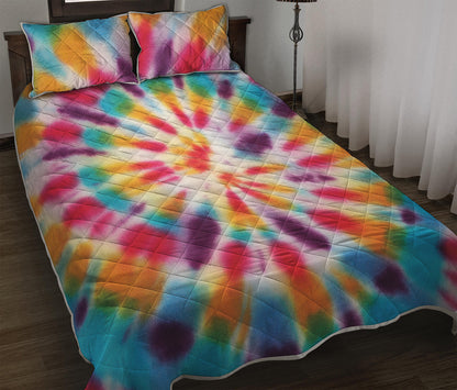 Bright Swirl Tie Dye Print Quilt Bed Set