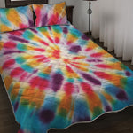 Bright Swirl Tie Dye Print Quilt Bed Set