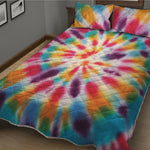 Bright Swirl Tie Dye Print Quilt Bed Set