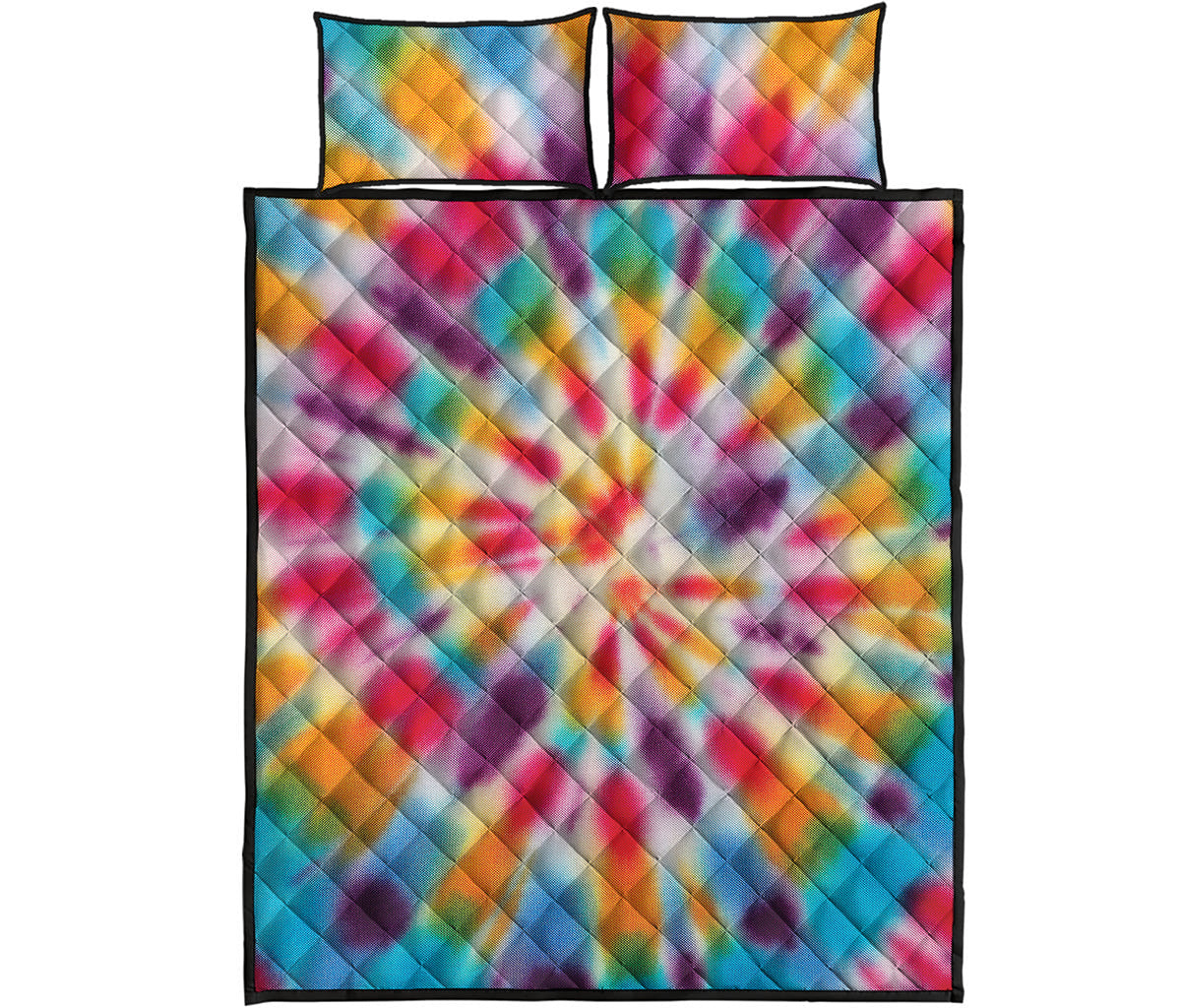Bright Swirl Tie Dye Print Quilt Bed Set
