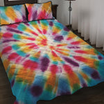 Bright Swirl Tie Dye Print Quilt Bed Set