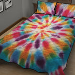 Bright Swirl Tie Dye Print Quilt Bed Set