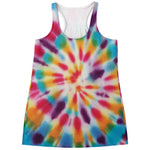 Bright Swirl Tie Dye Print Women's Racerback Tank Top
