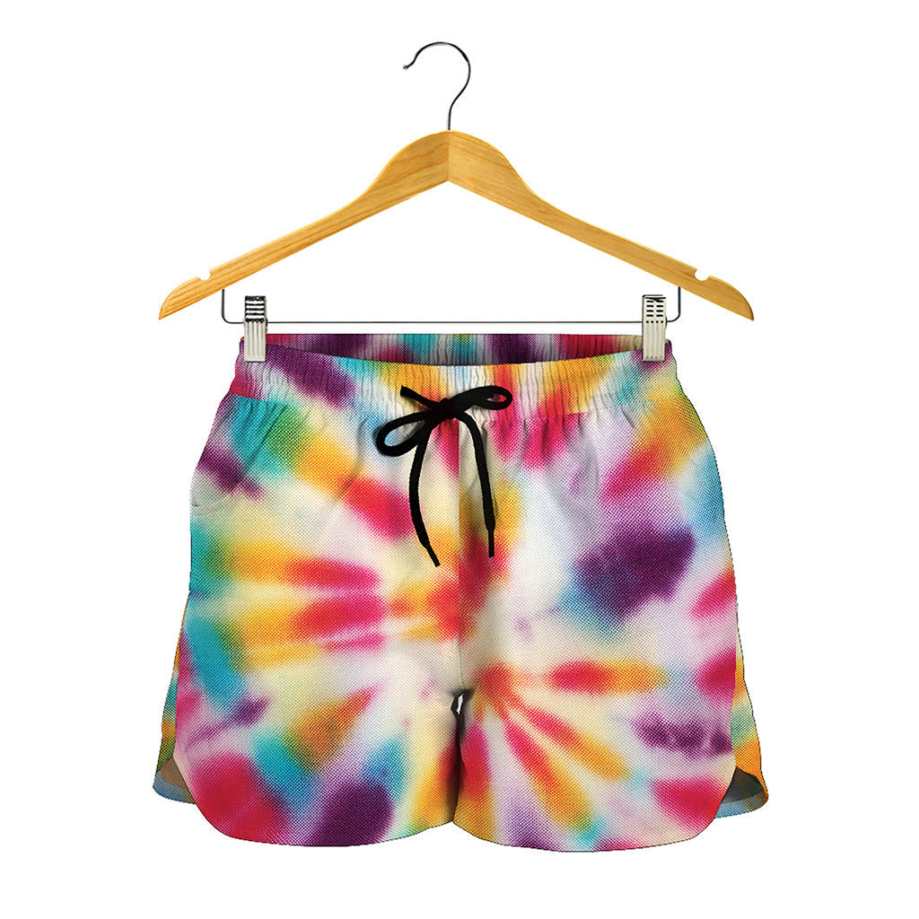 Bright Swirl Tie Dye Print Women's Shorts