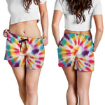 Bright Swirl Tie Dye Print Women's Shorts