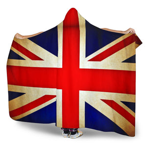 Bright Union Jack British Flag Print Hooded Blanket GearFrost