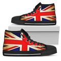 Bright Union Jack British Flag Print Black High Top Sneakers