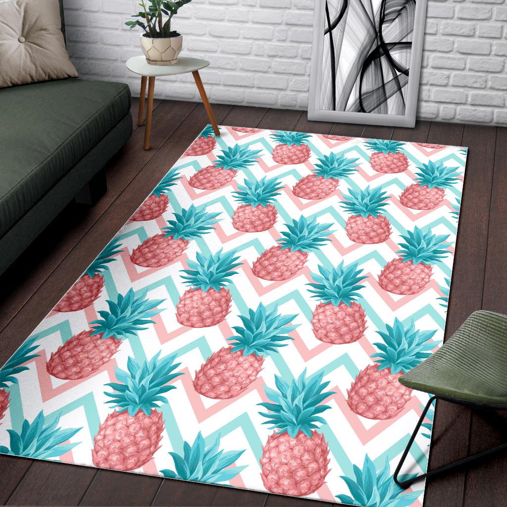 Bright Zig Zag Pineapple Pattern Print Area Rug GearFrost