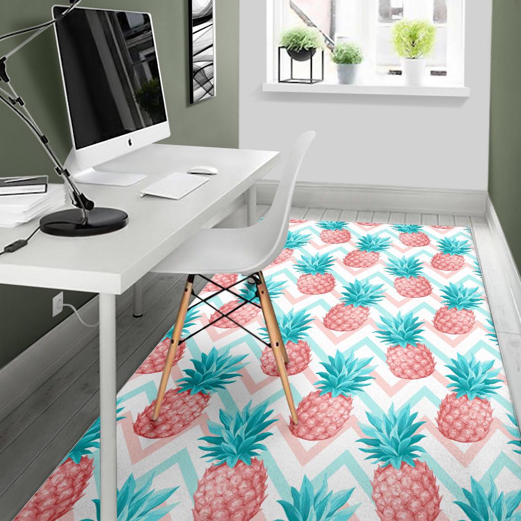 Bright Zig Zag Pineapple Pattern Print Area Rug GearFrost