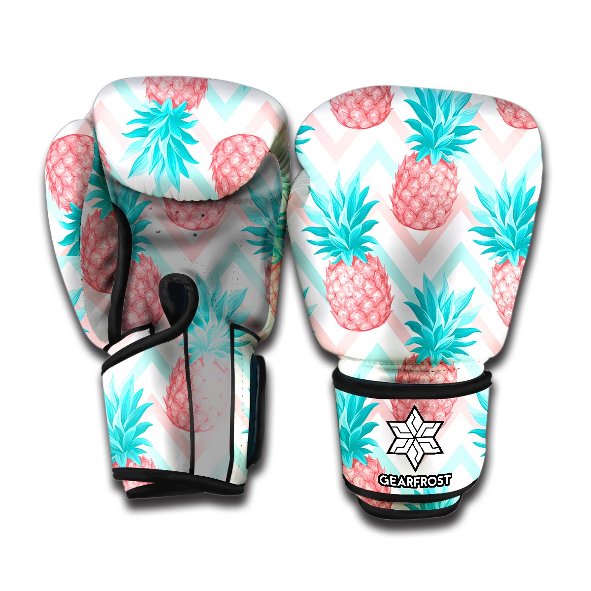 Bright Zig Zag Pineapple Pattern Print Boxing Gloves
