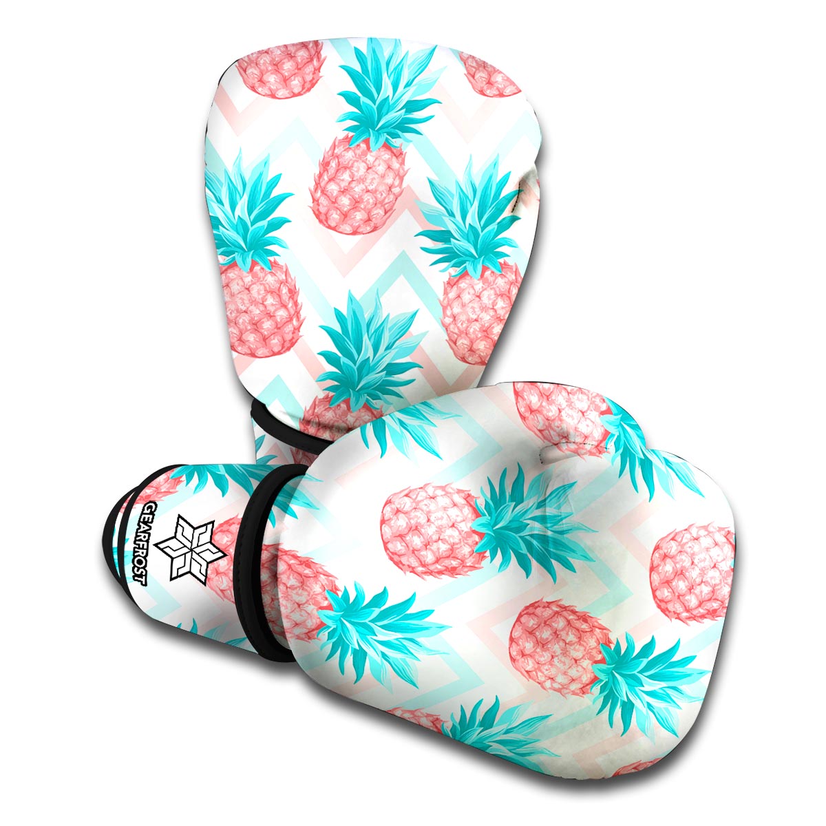 Bright Zig Zag Pineapple Pattern Print Boxing Gloves