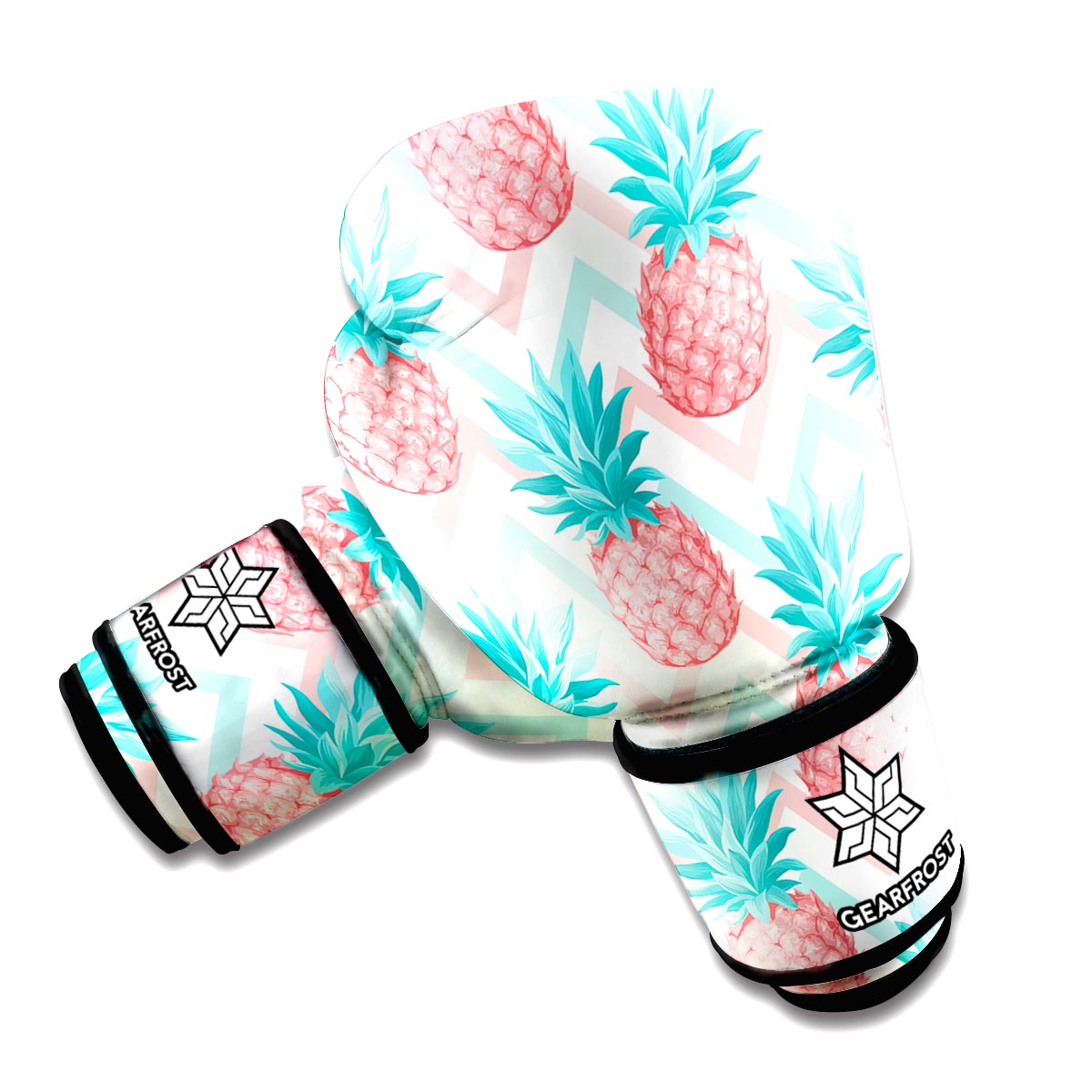 Bright Zig Zag Pineapple Pattern Print Boxing Gloves