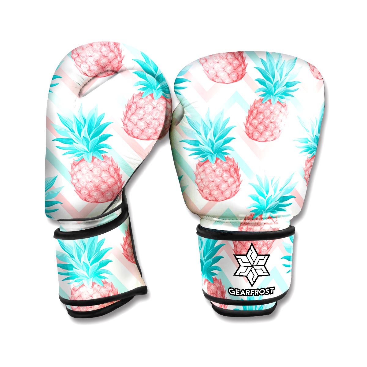 Bright Zig Zag Pineapple Pattern Print Boxing Gloves