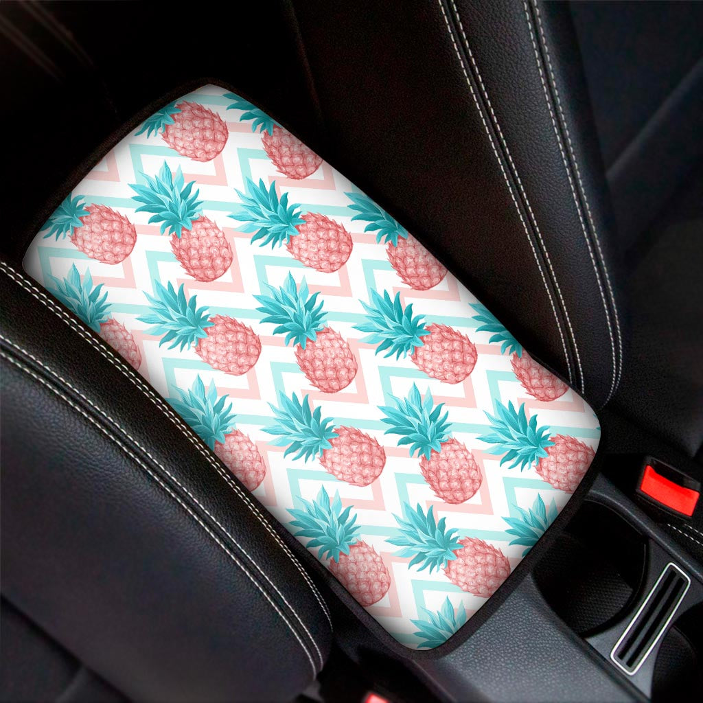 Bright Zig Zag Pineapple Pattern Print Car Center Console Cover