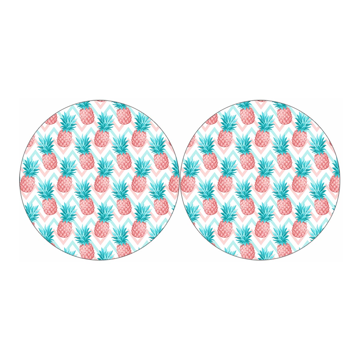 Bright Zig Zag Pineapple Pattern Print Car Coasters