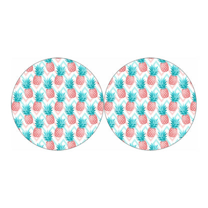 Bright Zig Zag Pineapple Pattern Print Car Coasters