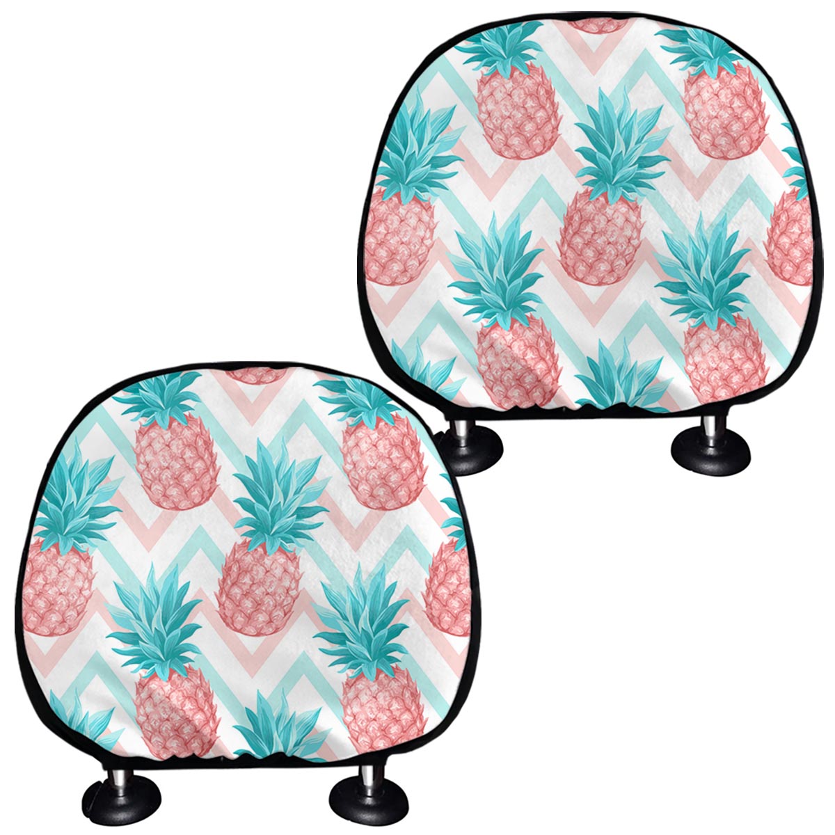 Bright Zig Zag Pineapple Pattern Print Car Headrest Covers