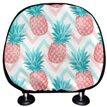 Bright Zig Zag Pineapple Pattern Print Car Headrest Covers