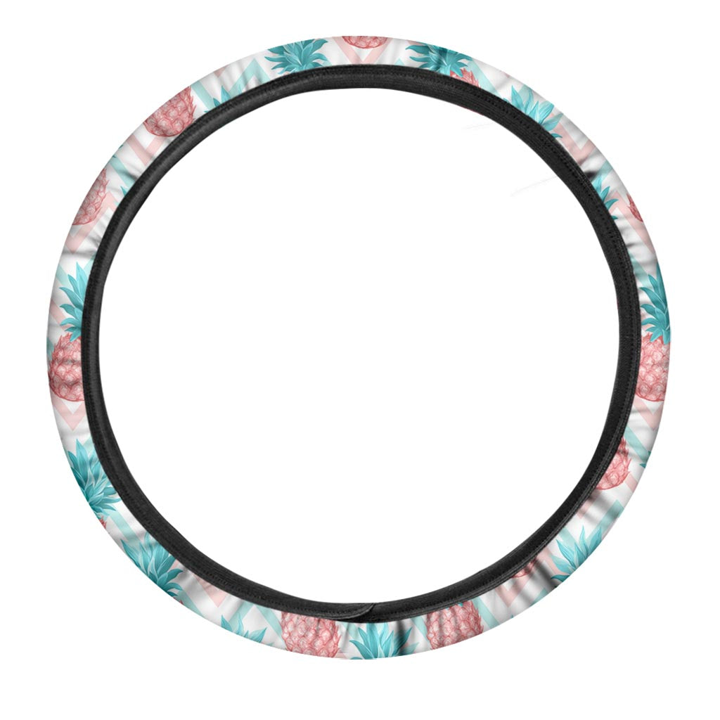 Bright Zig Zag Pineapple Pattern Print Car Steering Wheel Cover