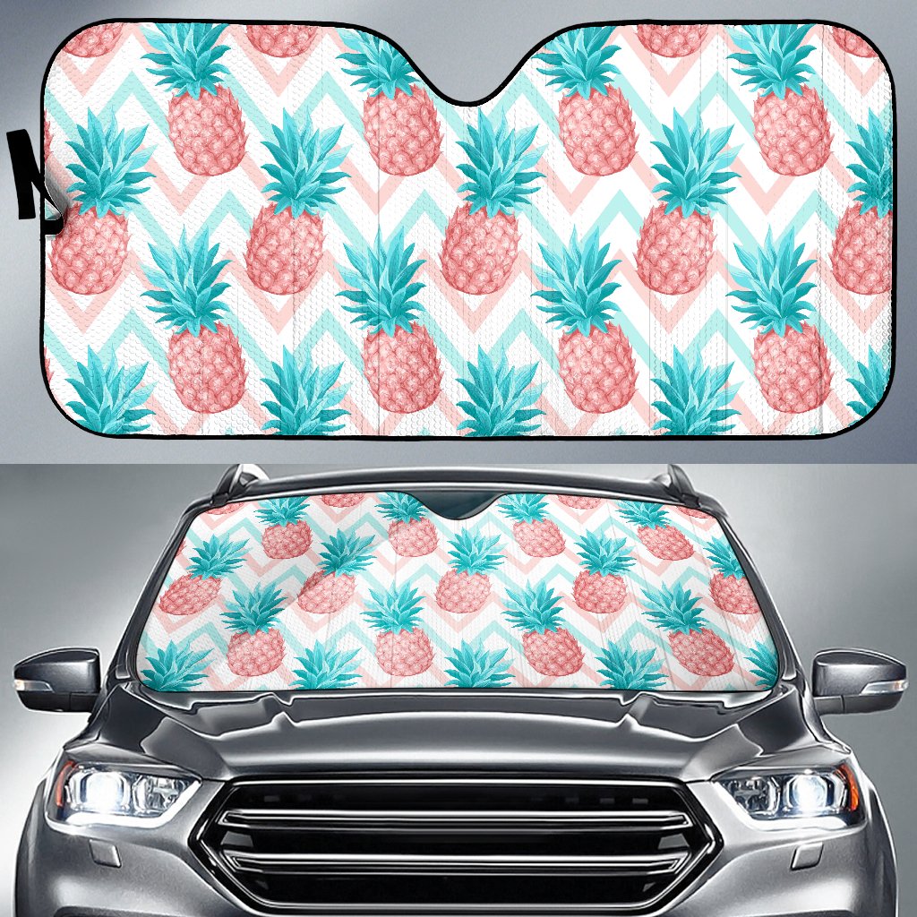 Bright Zig Zag Pineapple Pattern Print Car Sun Shade GearFrost