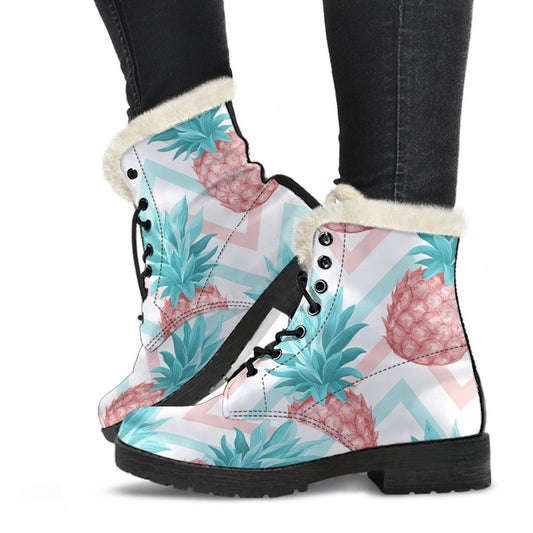 Bright Zig Zag Pineapple Pattern Print Comfy Boots GearFrost