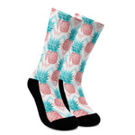 Bright Zig Zag Pineapple Pattern Print Crew Socks