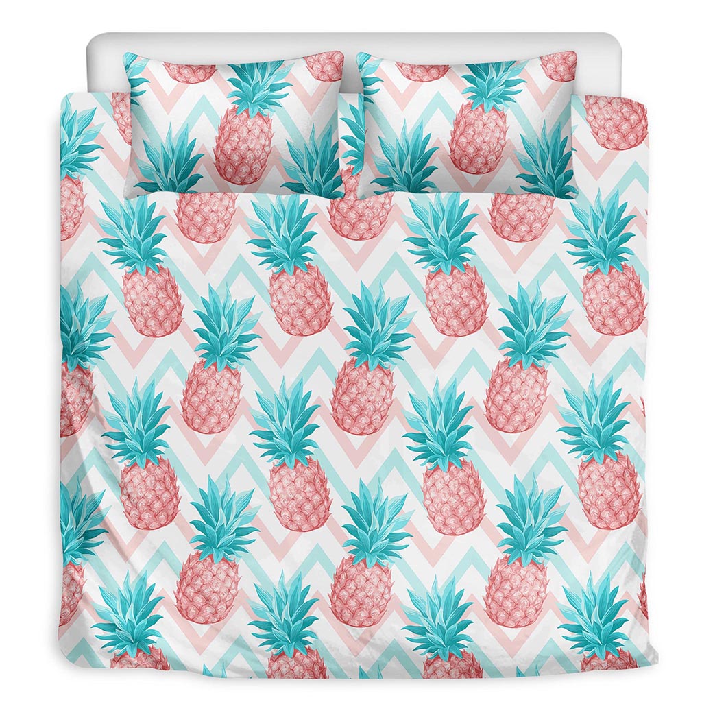 Bright Zig Zag Pineapple Pattern Print Duvet Cover Bedding Set