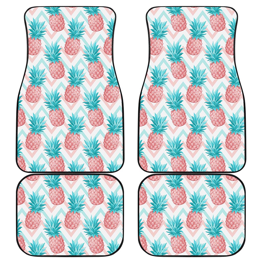 Bright Zig Zag Pineapple Pattern Print Front and Back Car Floor Mats