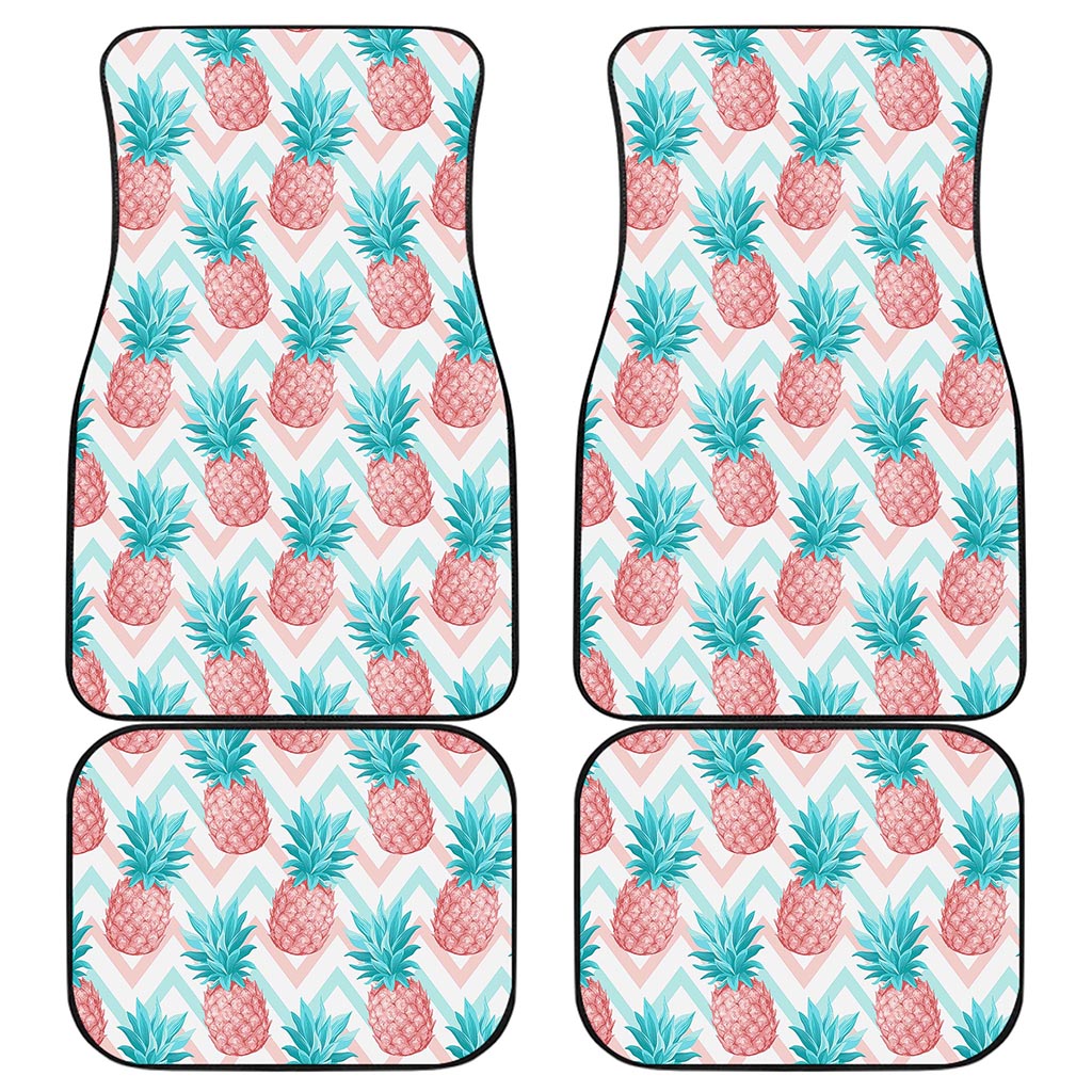 Bright Zig Zag Pineapple Pattern Print Front and Back Car Floor Mats