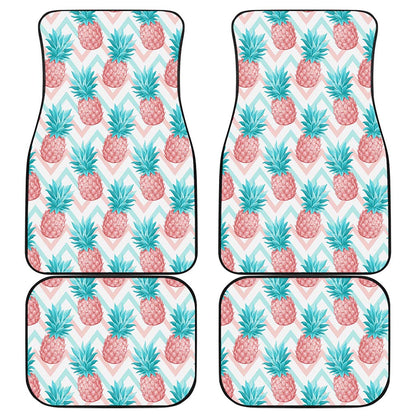 Bright Zig Zag Pineapple Pattern Print Front and Back Car Floor Mats