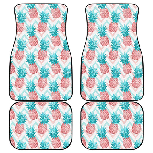 Bright Zig Zag Pineapple Pattern Print Front and Back Car Floor Mats