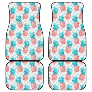 Bright Zig Zag Pineapple Pattern Print Front and Back Car Floor Mats