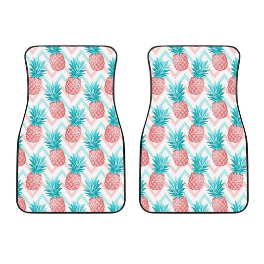 Bright Zig Zag Pineapple Pattern Print Front Car Floor Mats