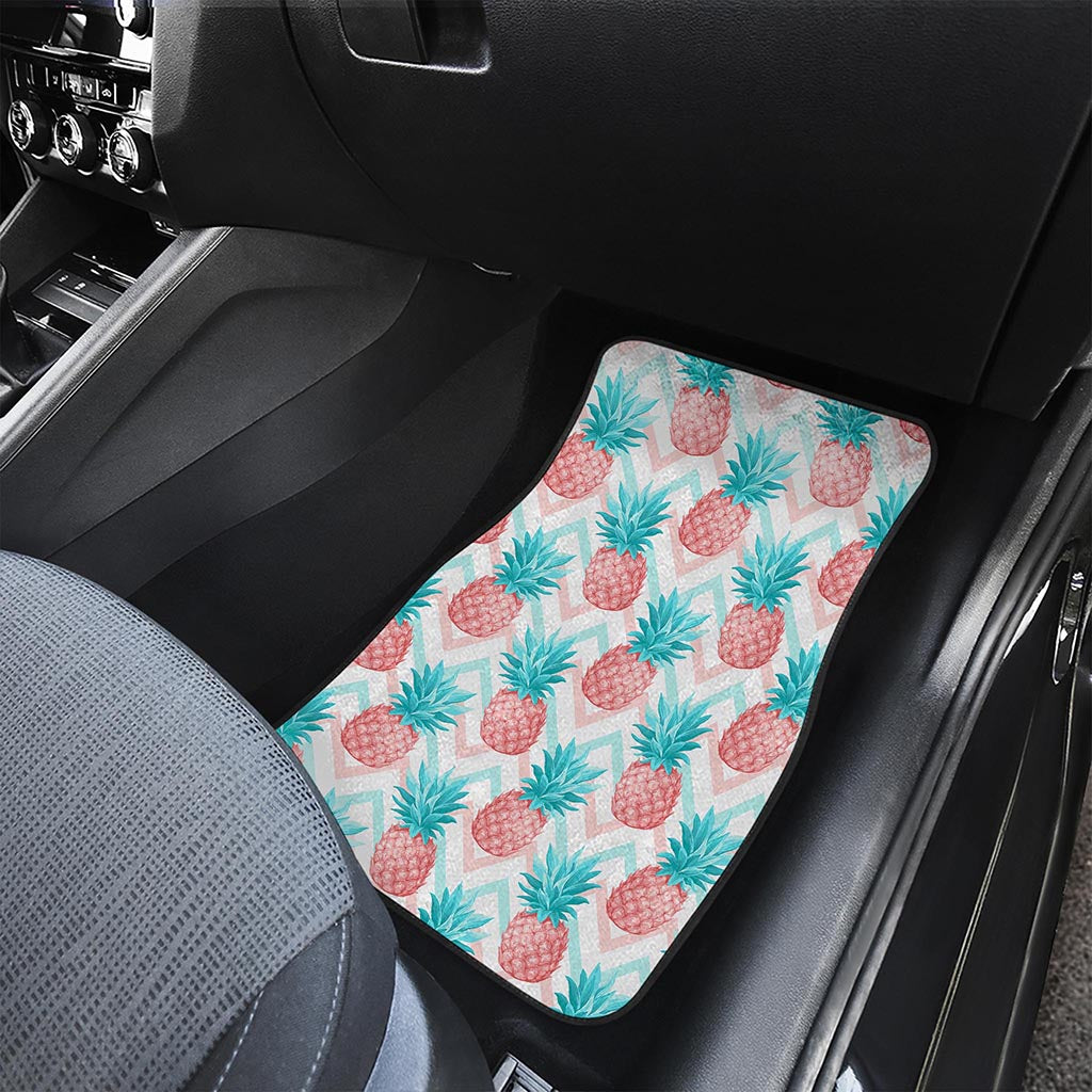 Bright Zig Zag Pineapple Pattern Print Front Car Floor Mats