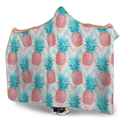 Bright Zig Zag Pineapple Pattern Print Hooded Blanket