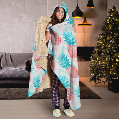 Bright Zig Zag Pineapple Pattern Print Hooded Blanket