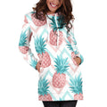 Bright Zig Zag Pineapple Pattern Print Pullover Hoodie Dress