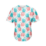 Bright Zig Zag Pineapple Pattern Print Men's Baseball Jersey