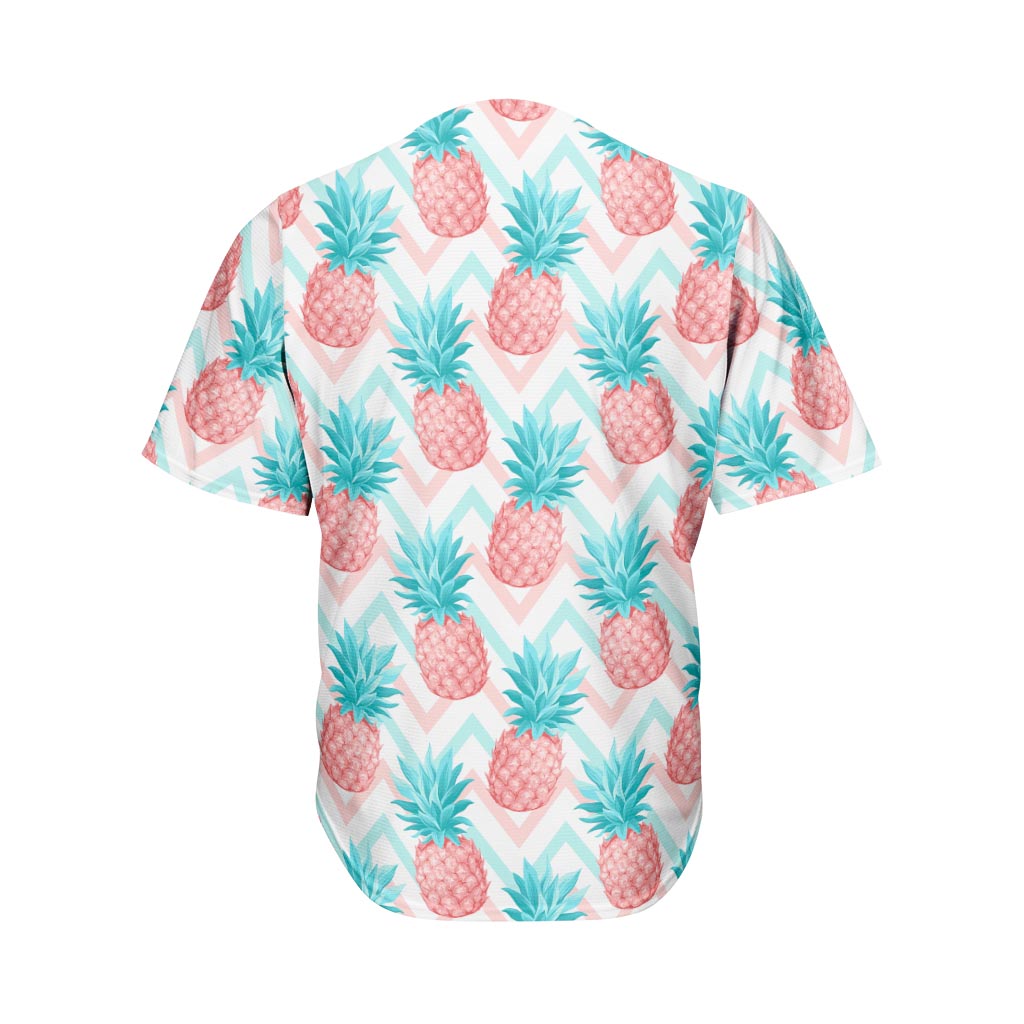 Bright Zig Zag Pineapple Pattern Print Men's Baseball Jersey