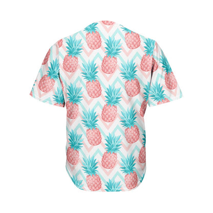 Bright Zig Zag Pineapple Pattern Print Men's Baseball Jersey