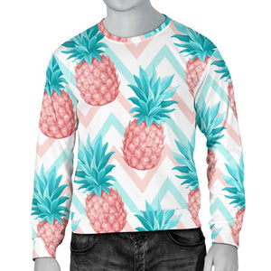 Bright Zig Zag Pineapple Pattern Print Men's Crewneck Sweatshirt GearFrost