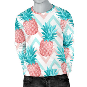 Bright Zig Zag Pineapple Pattern Print Men's Crewneck Sweatshirt GearFrost