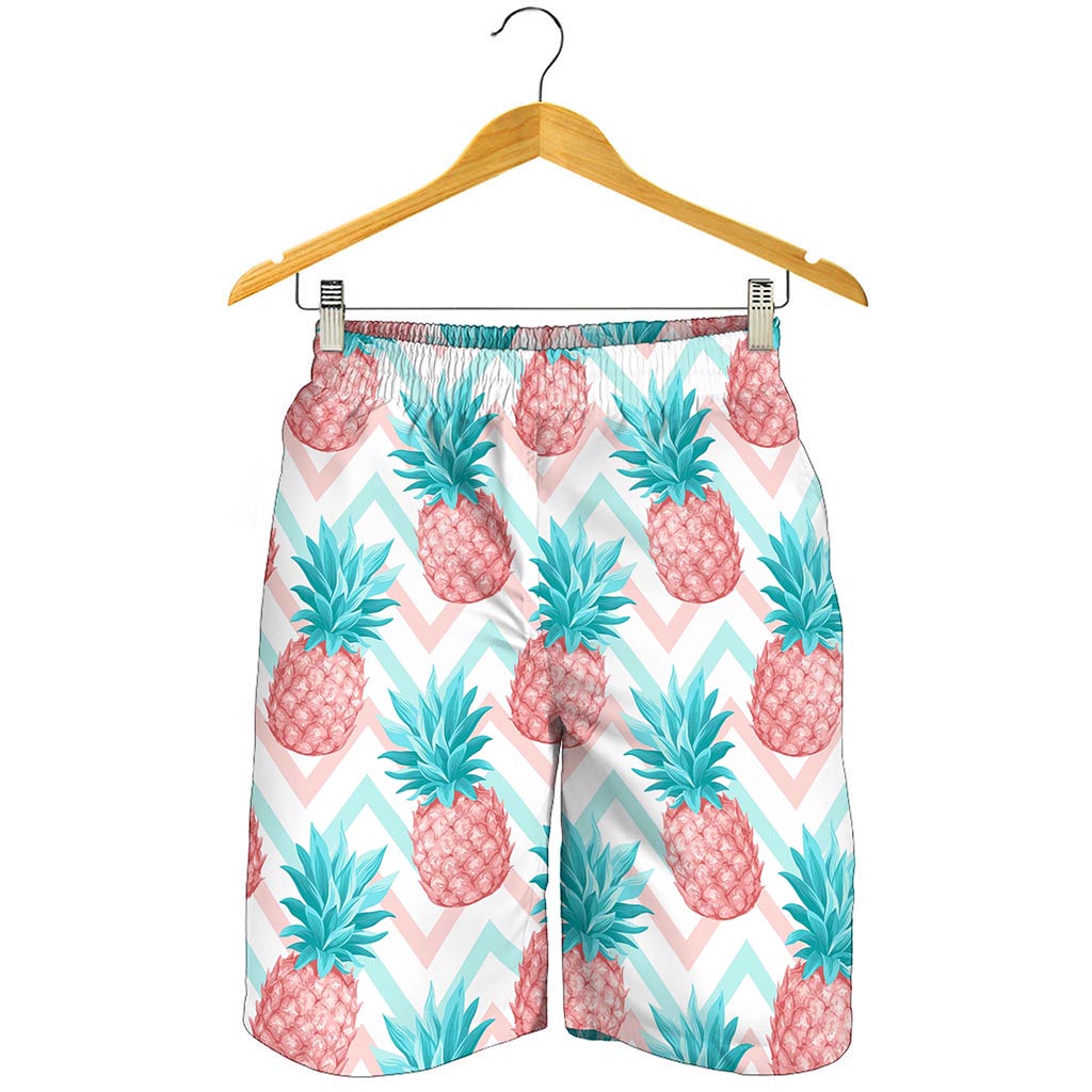 Bright Zig Zag Pineapple Pattern Print Men's Shorts