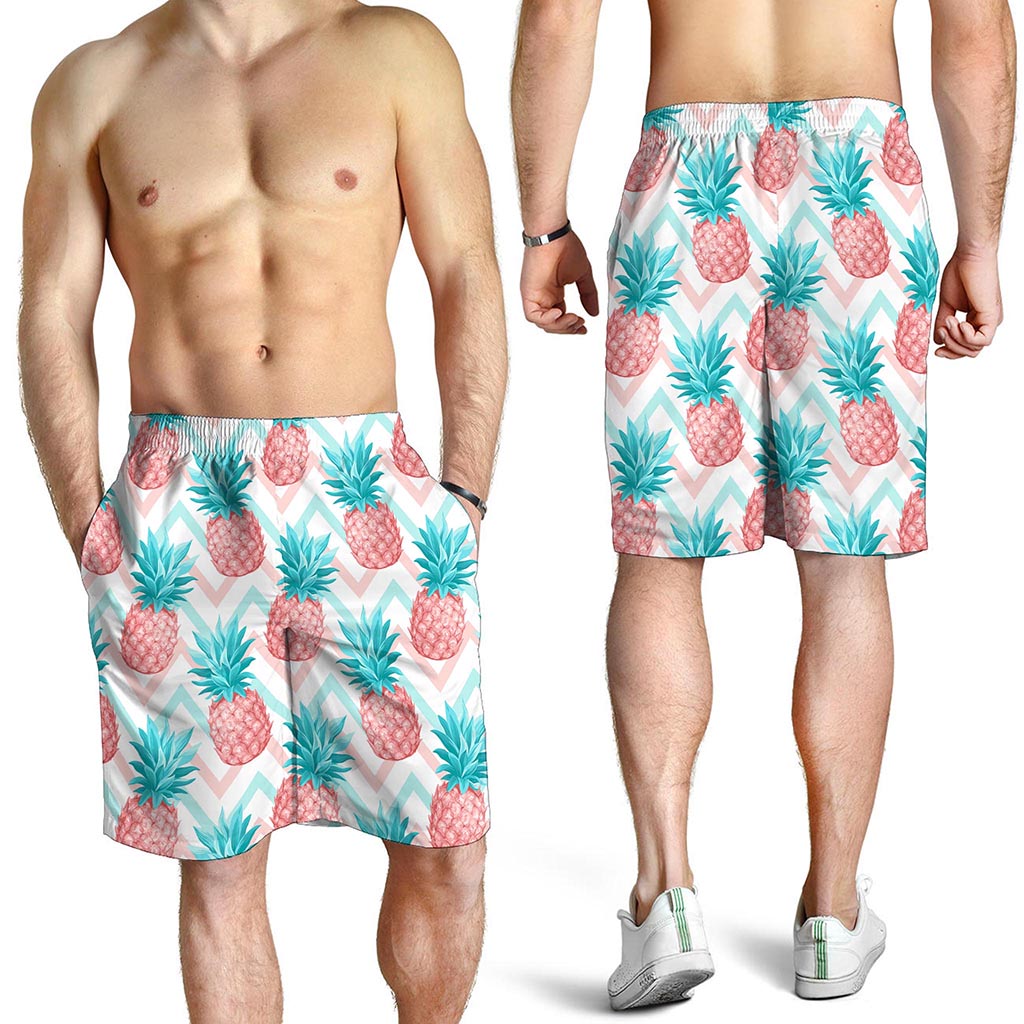 Bright Zig Zag Pineapple Pattern Print Men's Shorts