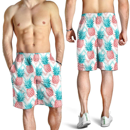 Bright Zig Zag Pineapple Pattern Print Men's Shorts