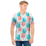 Bright Zig Zag Pineapple Pattern Print Men's T-Shirt